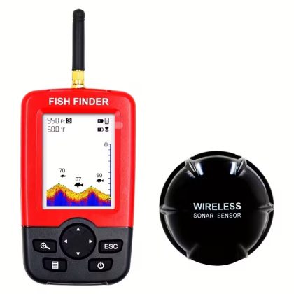 Portable Fish Finder with 2.4 inch Color Screen, Waterproof IP68, Echo Sounder, Wireless Sonar Sensor